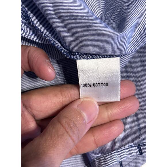 Talbots 10P 100% Cotton Novelty Bow Stripe Wrap V Neck Blouse - Picture 6 of 6